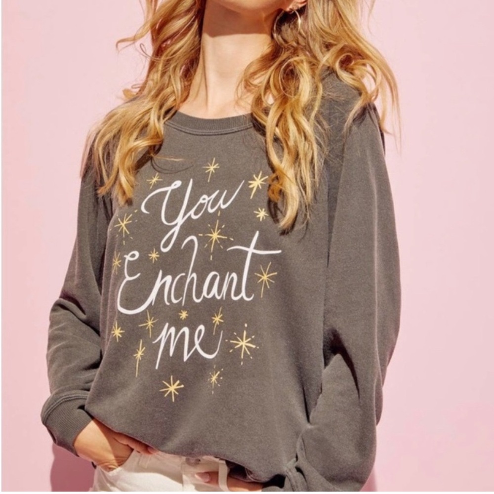Wildfox Charcoal Sweatshirt ‘You Enchant Me’
